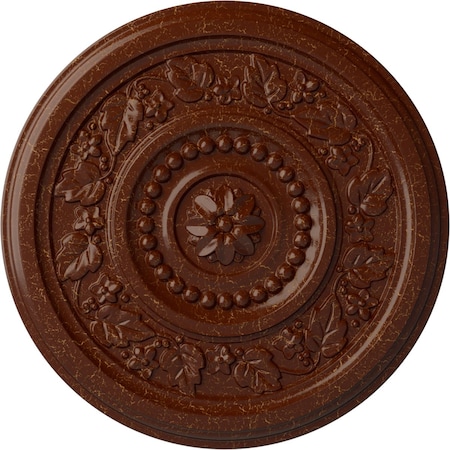Ekena Millwork Marseille Ceiling Medallion (Canopies up to 4 1/4"), 16 1/8"OD x 5/8"P, Burnished Mahogany Crackle CM16MABMC
